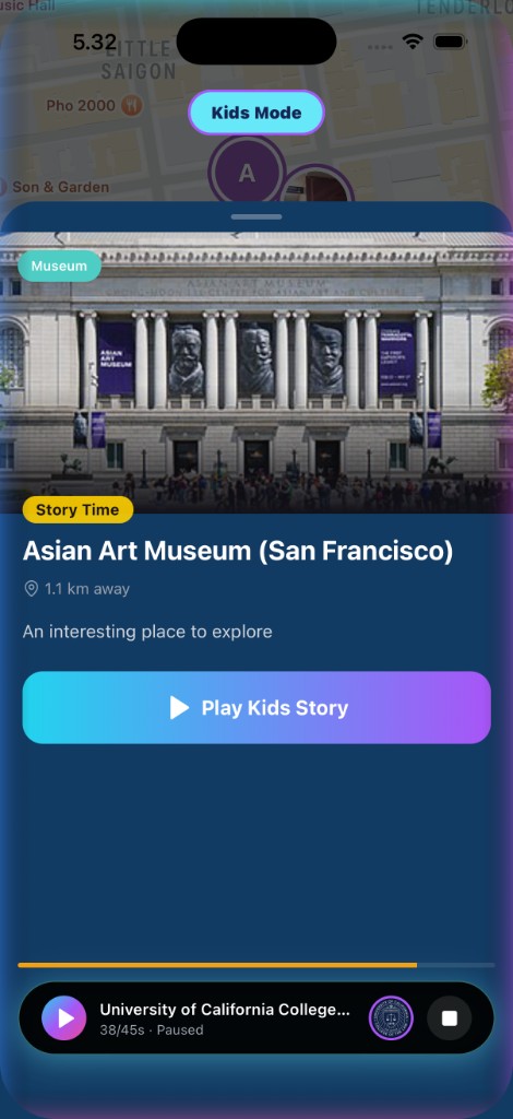 StoryPilot Kids Mode map and story card view